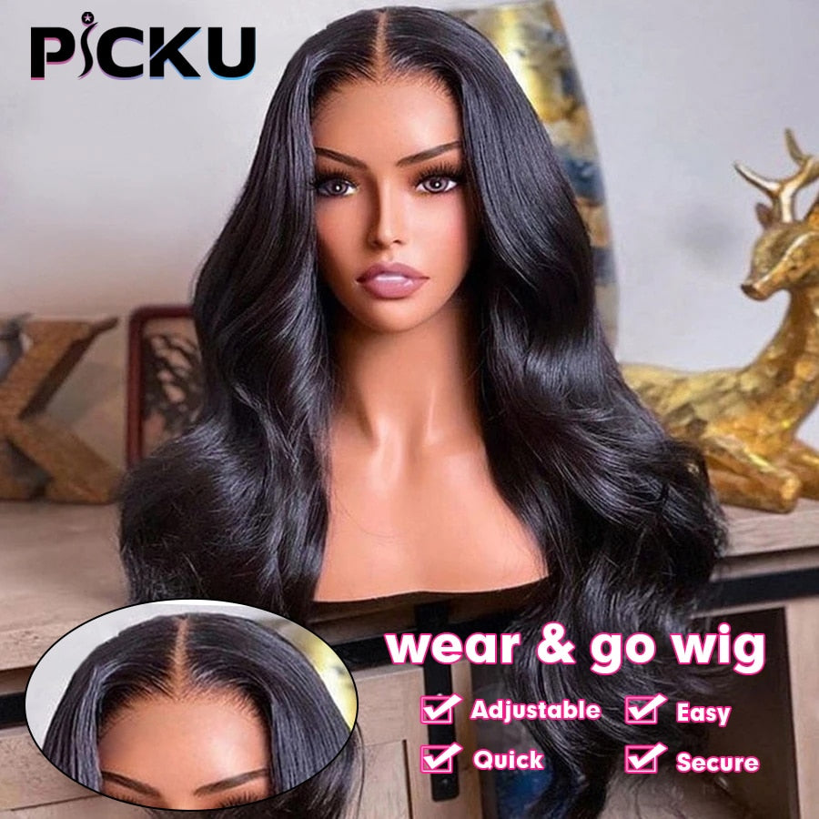 Body Wave Glueless HD Lace Front Human Hair Wigs For Women Pre Plucked HD Lace Wig Wear Go Wigs Pre cut 4x6 Lace Closure Wig