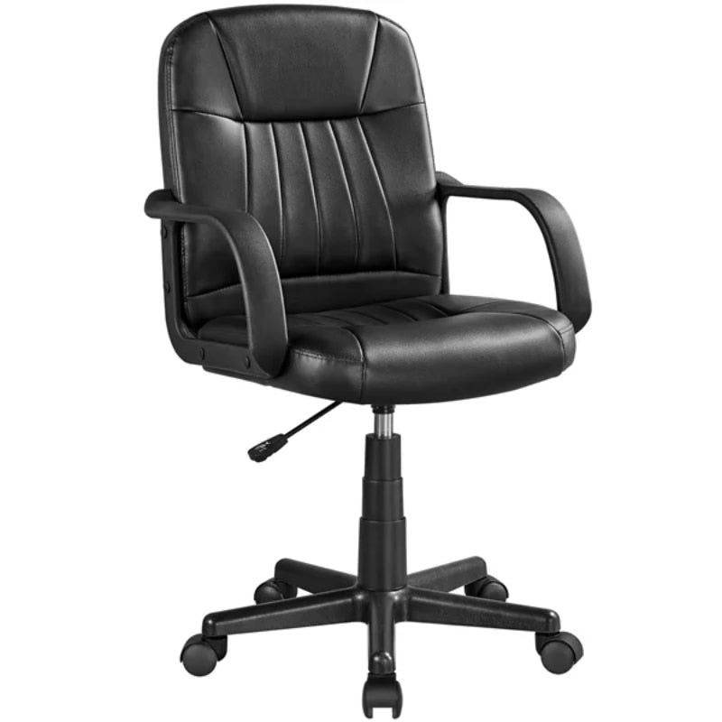 Adjustable Faux Leather Swivel Office Chair, Black  Office Chair Ergonomic