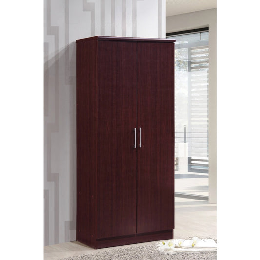 Wardrobes 2 - Door Wardrobe with 4 - Shelves, Mahogany 17.00 X 31.50 X 72.00 Inches