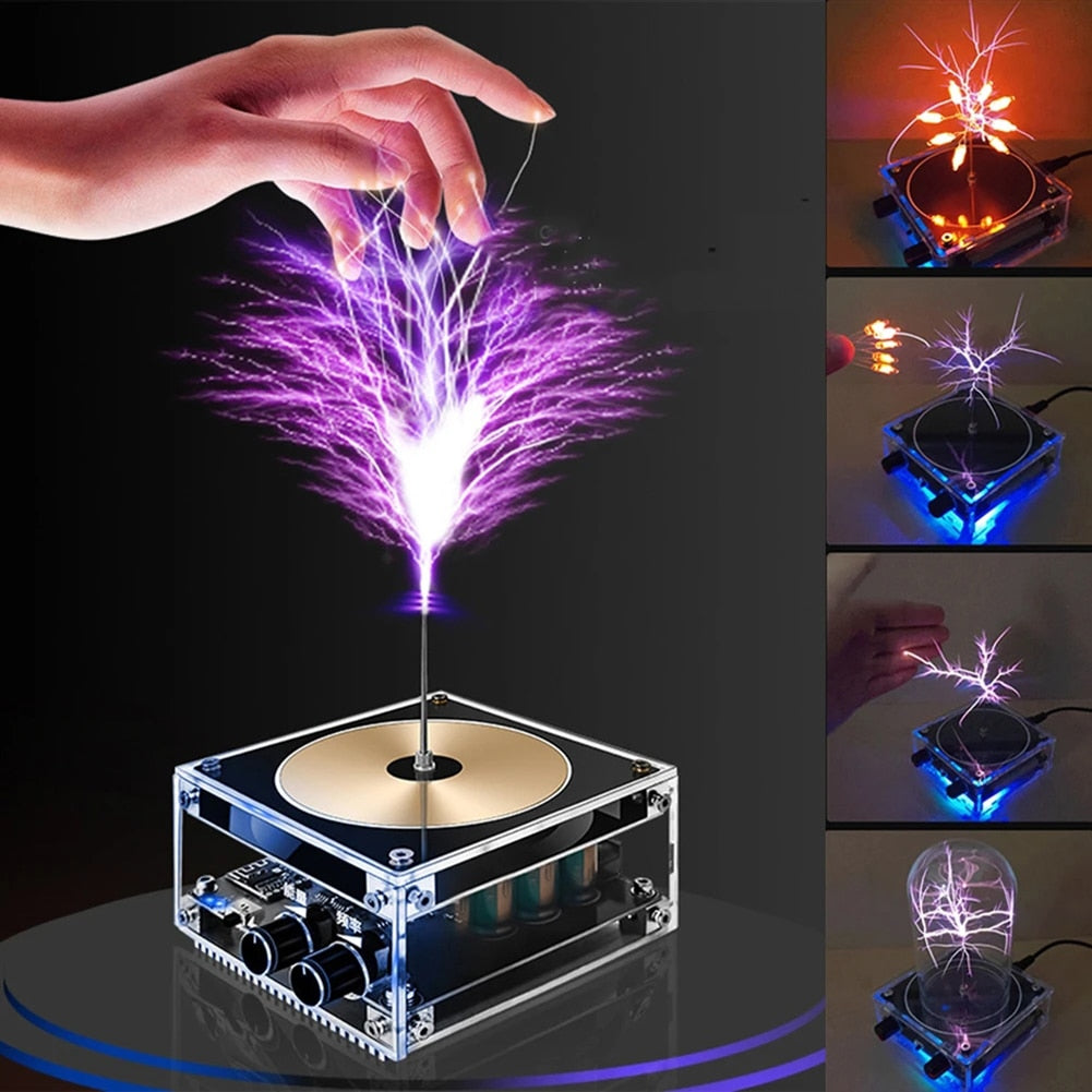 Tesla Coil Bluetooth-compatible Music Touchable Artificial Lightning Spark Toy Frequency Voltage Pulse Electric Arc Generator