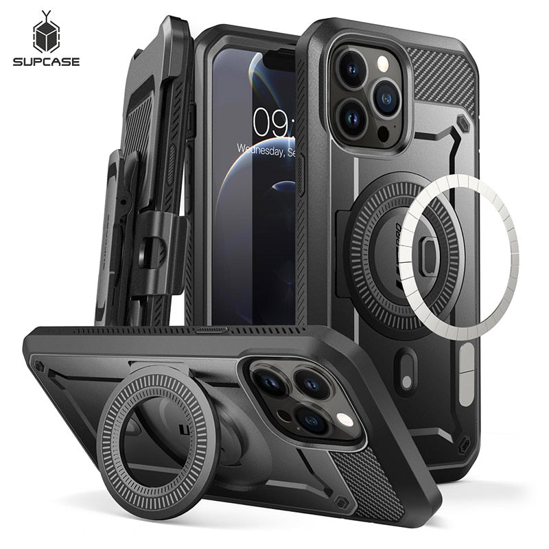 SUPCASE For iPhone 13 Pro Max Case 6.7“ 2021 UB Pro Mag Full-Body Rugged Belt-Clip Case with Built-in Screen Protector Kickstand